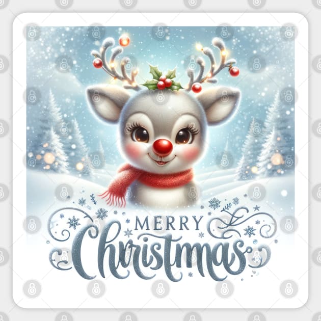 Merry Christmas From Rudolph Sticker by TooplesArt